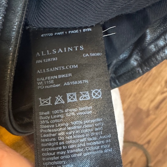 All Saints Allsaints Balfern Black Leather Biker Moto Belted Jacket 4 - Picture 14 of 14